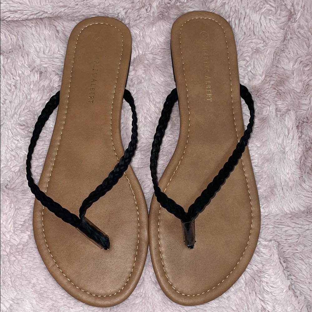 Charles Albert Black and Tan Sandals Minimalist Design